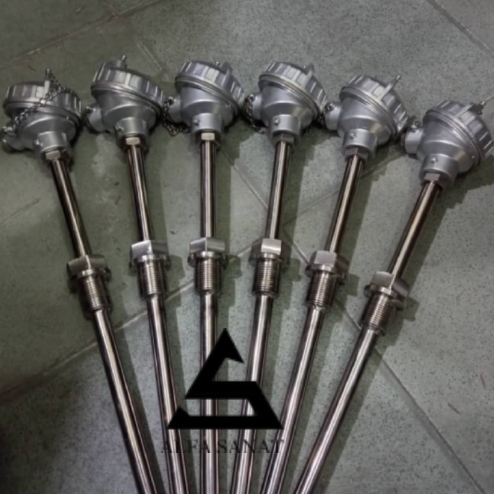 جزییات ظاهری ترموکوپل هددار تیپ k با غلاف فلزی